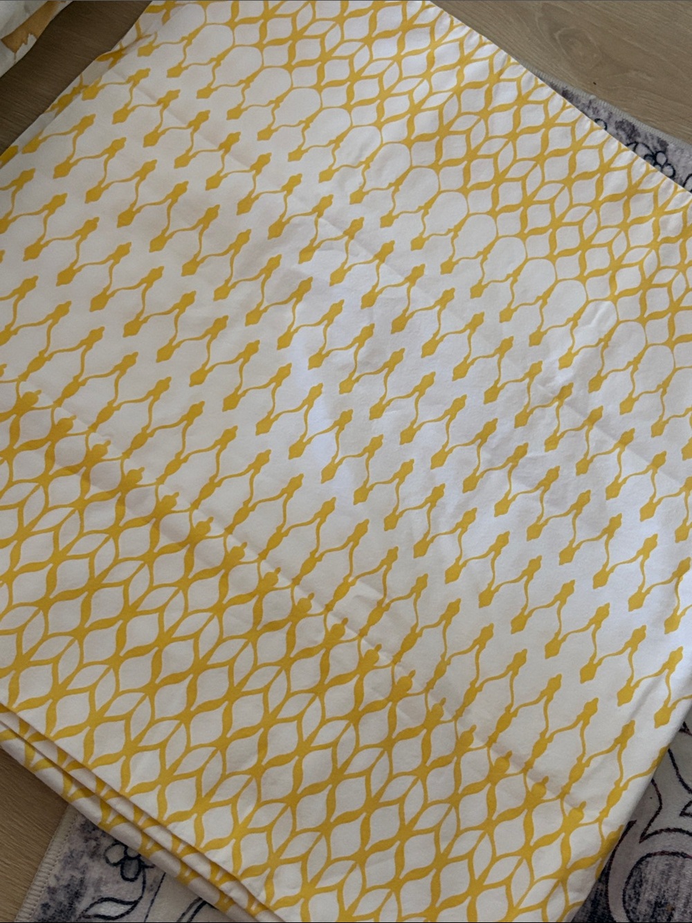 🐸 Pottery Barn yellow white trellis geo lace KING PILLOWCASES